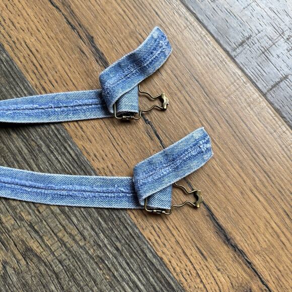 Vintage 80s 90s Baby Guess Denim Overalls Pink Ribbon Detail Girls Size 6Y - Picture 12 of 16